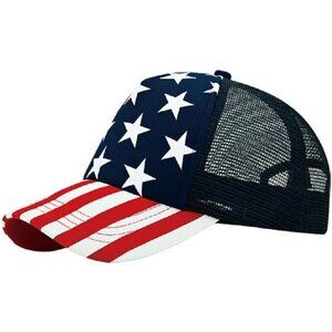 Men's 5 Panel Foam Mesh Trucker USA Patriotic Flag Snap Back Baseball Cap